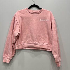 Sporty & Rich Light Pink Cropped CrewNeck Sweatshirt